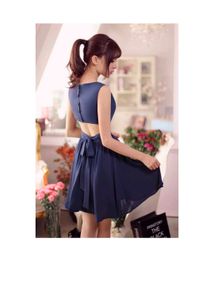 Navy Blue Open Back Mini Dress