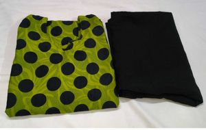 Girls Lime Green Kurta with Paijama dupatta Polk