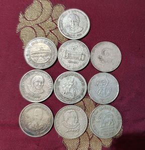 5 Rupees Commemorative Different Coins 10 Piece, R