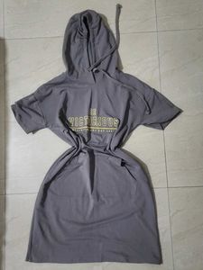 Grey Sporty Hoodie Dress