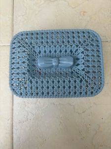 Combo of Blue Plastic Storage Basket with Lid and