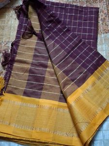 Elegant coffee brown Checked  ghatchola Saree