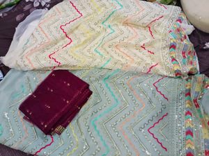 Mirror work dress material