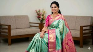 BrandNewElegant PartyWear KanjeevaramSilkSeaGreen