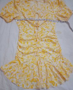 Yellow Floral Print Midi Dress