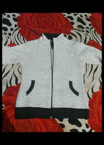 Gray Quilted Zip-Up Jacket