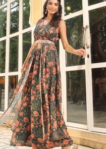 Floral Print Ethnic Gown