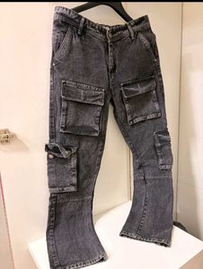 Stylish Grey black Cargo Jeans baggy