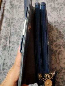 Chic Navy Blue Quilted Clutch