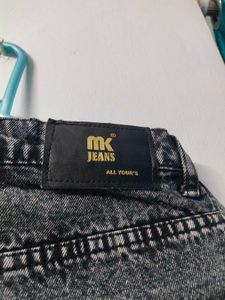 Grey Denim Wide Leg Jeans