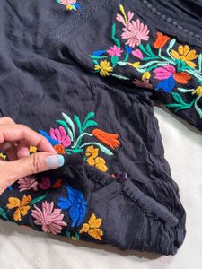 Boho Embroidered floral top