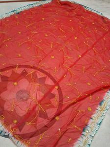 Elegant Red Embroidered odhna