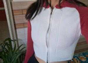 Red &amp; White Zip-Up Jacket