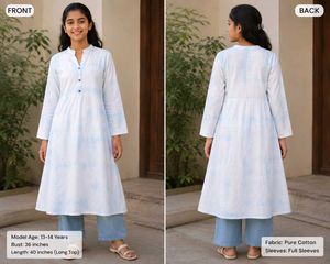 Beautiful White & Blue Tie-Dye Kurta