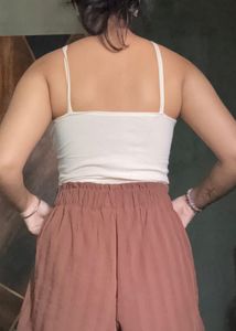 Cream Ribbed Button-Up Tank Top