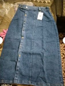 Classic Blue Denim A-Line Skirt