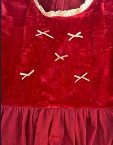Maroon Puff sleeve Velvet coquette dress