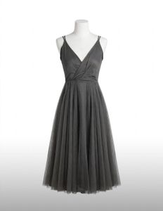 Elegant Grey Tulle Midi Dress
