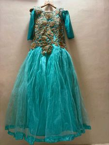 Exquisite Teal &amp; Gold full lenght Gown