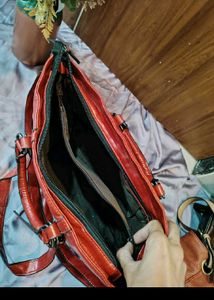 Chic Red Faux Leather Tote Bag