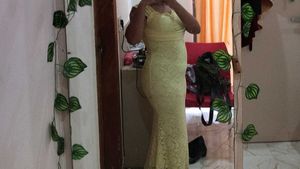 Elegant Yellow Lace Gown