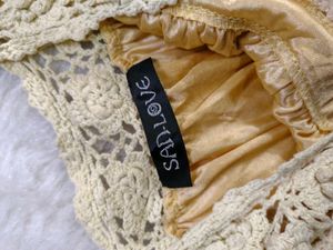 Yellow Lace Mini Dress with Square Neck