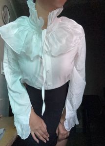 White pleated ruffle shirt