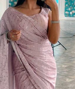 night party wear baby pink saree  with blouse 🩷🌸