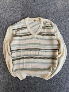 Vintage Striped V-Neck Sweater