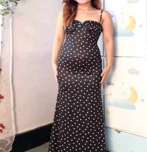 Chic Black &amp; White Polka Dot Maxi Dress