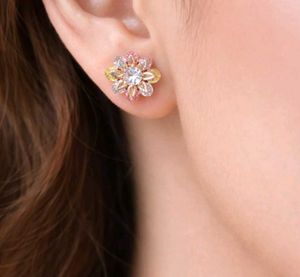 Flower Gemstone Stud Earrings