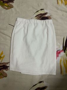 White Textured Mini Skirt