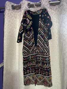 Black Choli N Gharara ,dupatta Wid Multi Jacket