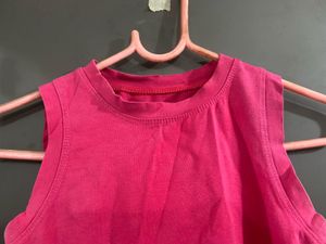 Hot Pink Sleeveless Cropped Top