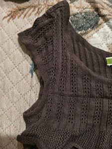 Brown Ruffled Knit Top