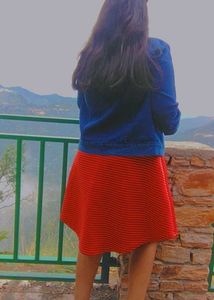 Stylish Denim Jacket with Striped Dress