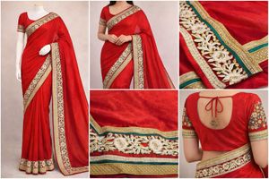 Red Designer Saree with Heavy Embroidered Border