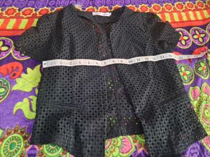 Chic Black Eyelet Cropped Jacket