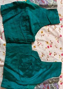 Teal Embroidered Silk Saree with blouse