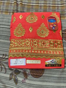 Orange Embroidered Dress Material