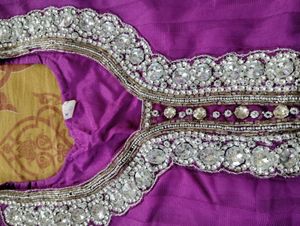 Beautiful Megenta Color Netted Anrkali Set