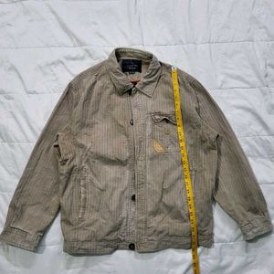 Vintage Beige Textured Utility Jacket