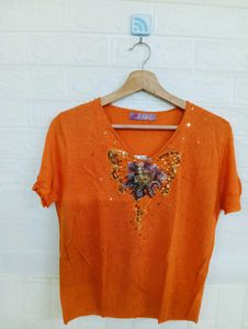 Elegant Orange with Floral Design
