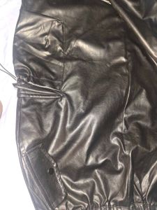 Black Faux Leather Cargo Pants