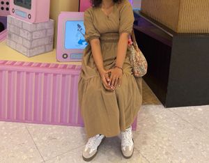 Khaki coloured modest dress