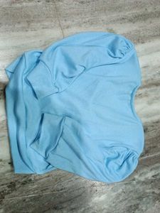 Cute Light Blue Puff Sleeve Korean Top