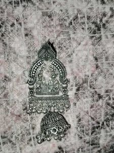 Elegant Oxidized Silver Jhumka Earrings