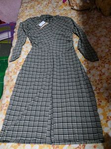 Chic Plaid Long Sleeve Maxi Dress