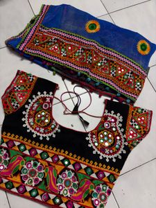 Embroidered Mirror Work Blouse with Dupatta
