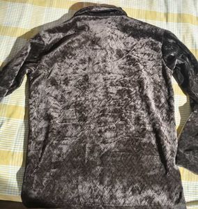 Brown Velvet Polo Shirt
